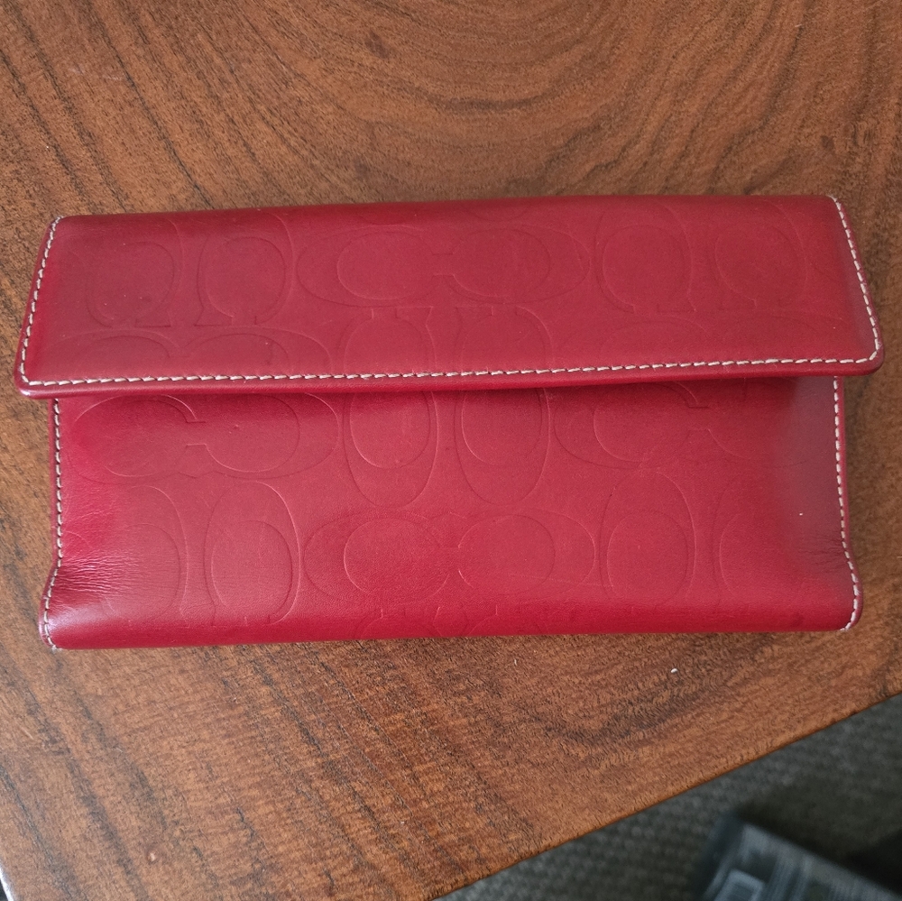 COACH-Rare Vintage women's embossed leather dual set wallet Made In Spain